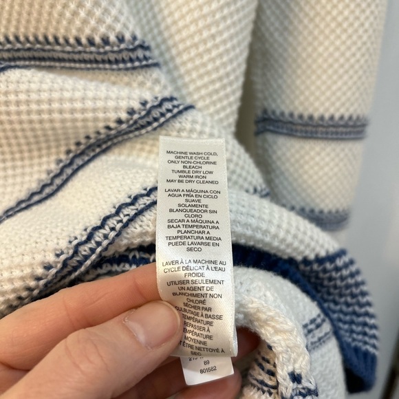 Chico's Nautical Striped Sweater Sz L Cotton Blend Vacation Beachy Coastal Knit - Picture 9 of 9